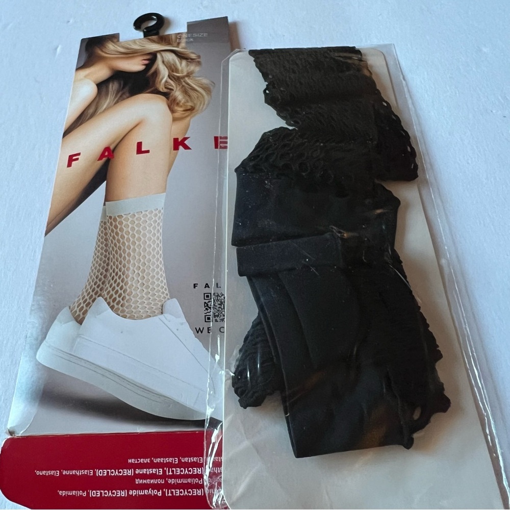 FALKE BASKET CRAFTCORE FISHNET SOCKS BLACK ONE SIZE NWT